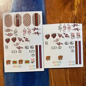 Gucci Multicolor Nail Decal Sheets with GG, Snake & Tiger Motifs